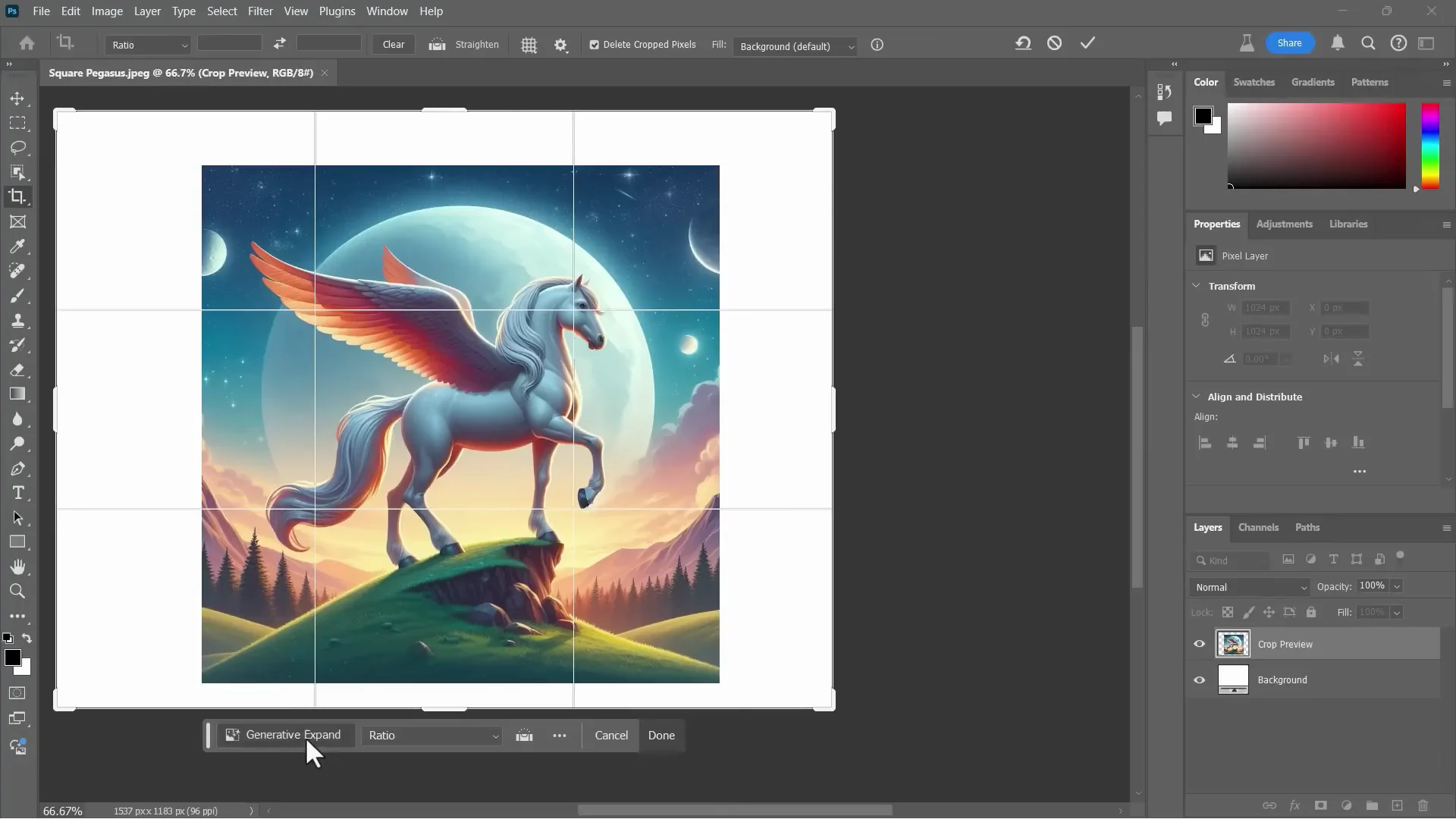 Adobe Photoshop AI: Generative Expand Tutorial screenshot 12