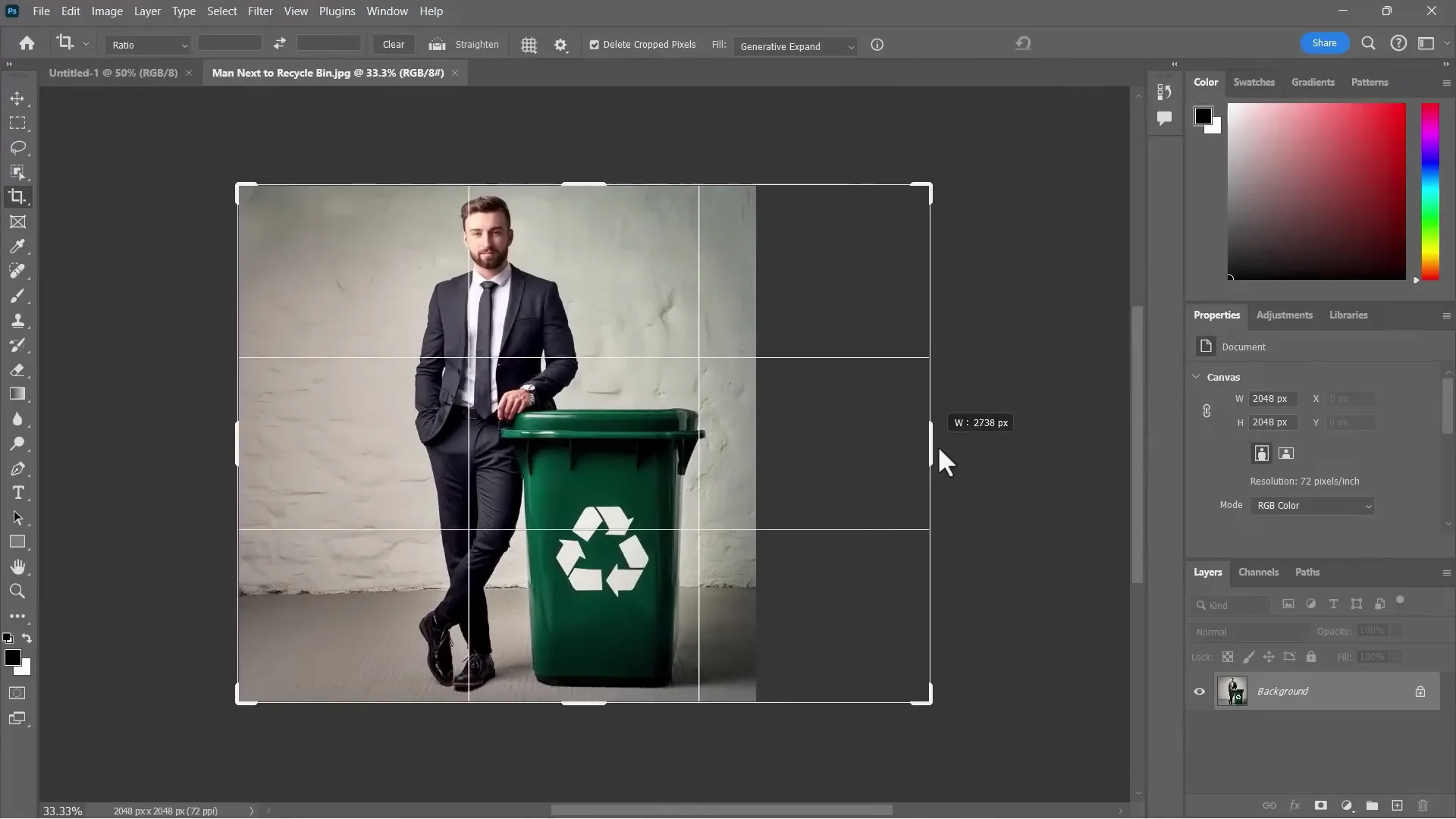 Adobe Photoshop AI: Generative Expand Tutorial screenshot 2