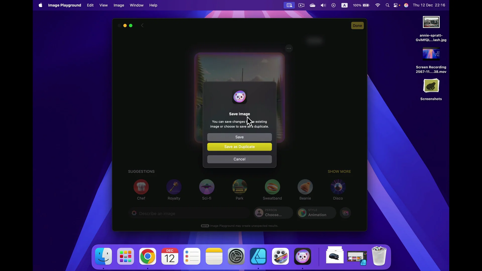 Apple Intelligence Image Playground: Quick Start on macOS 15.2 screenshot 13
