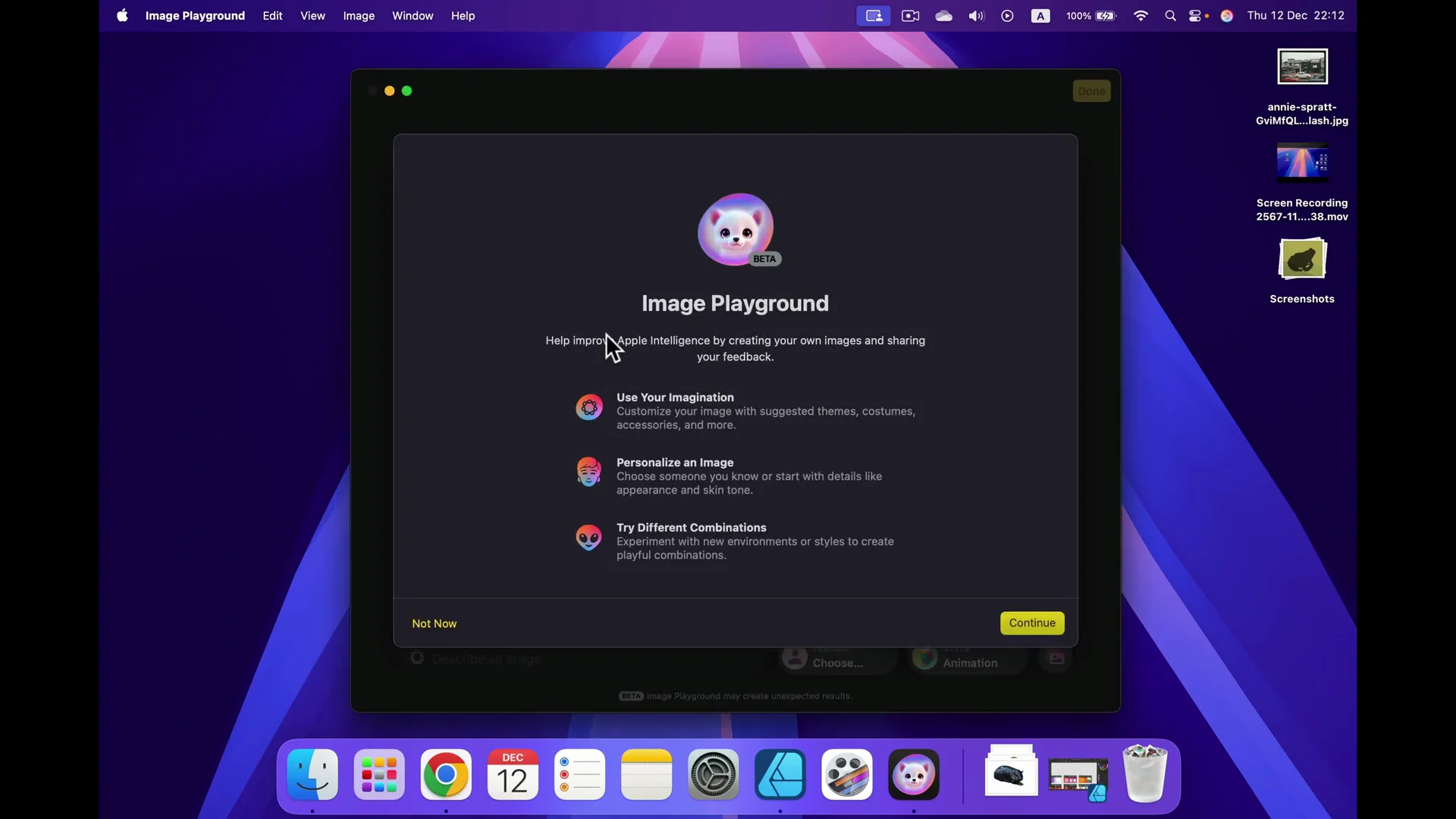 Apple Intelligence Image Playground: Quick Start on macOS 15.2 screenshot 2