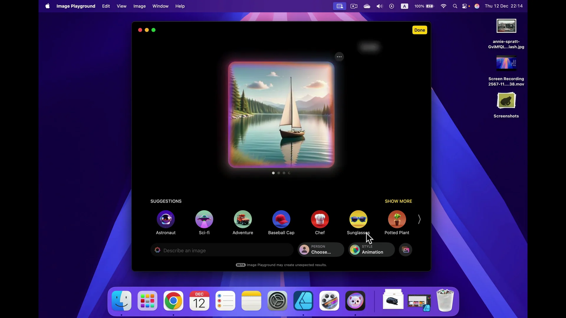 Apple Intelligence Image Playground: Quick Start on macOS 15.2 screenshot 4