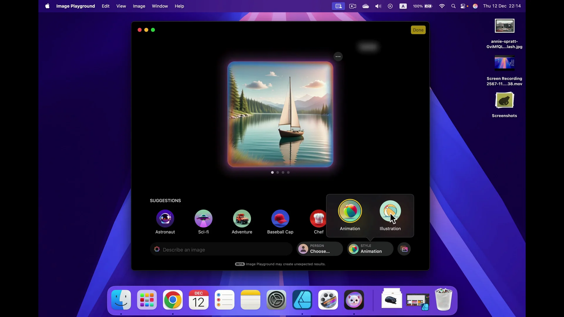 Apple Intelligence Image Playground: Quick Start on macOS 15.2 screenshot 5