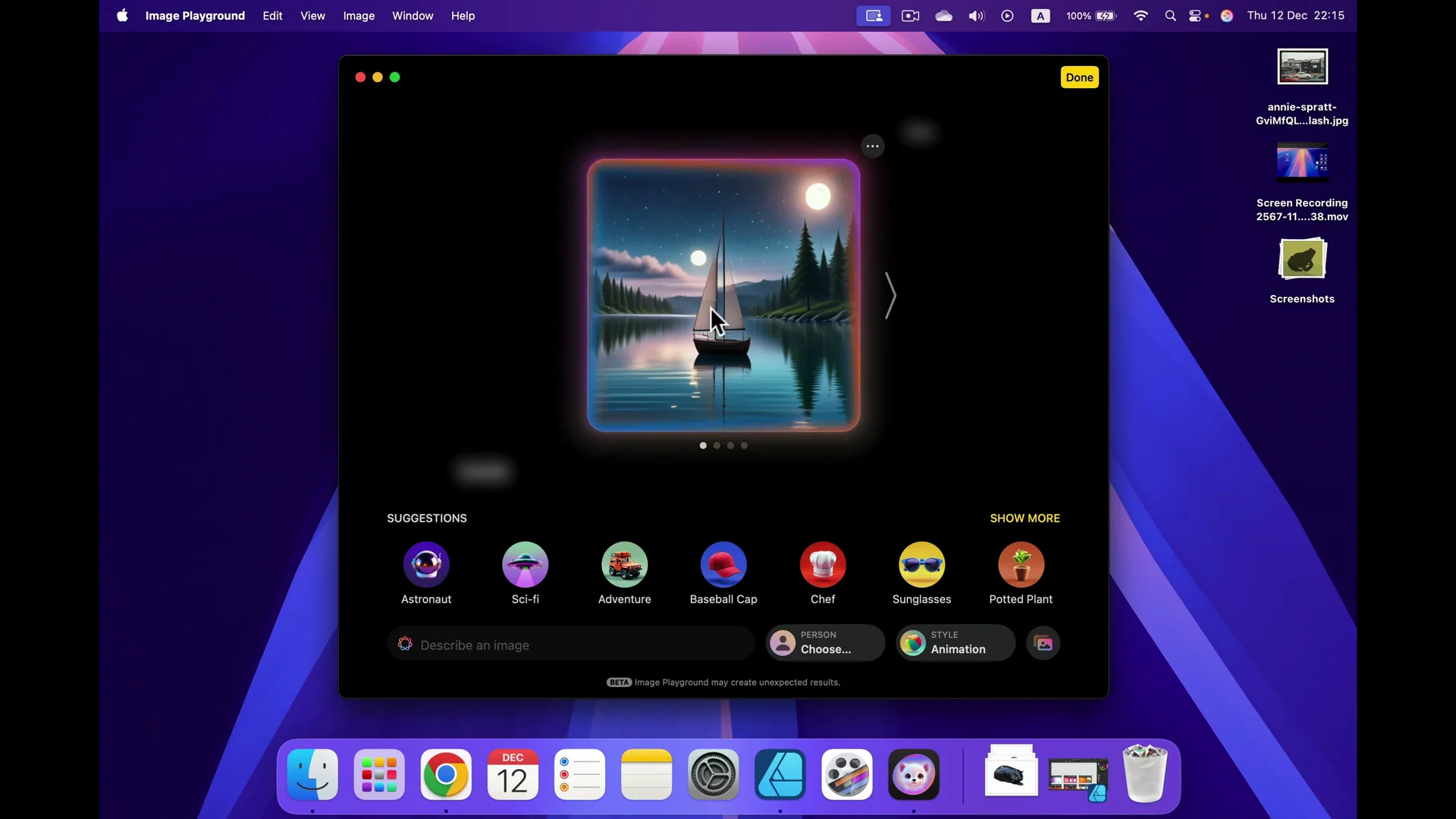 Apple Intelligence Image Playground: Quick Start on macOS 15.2 screenshot 8