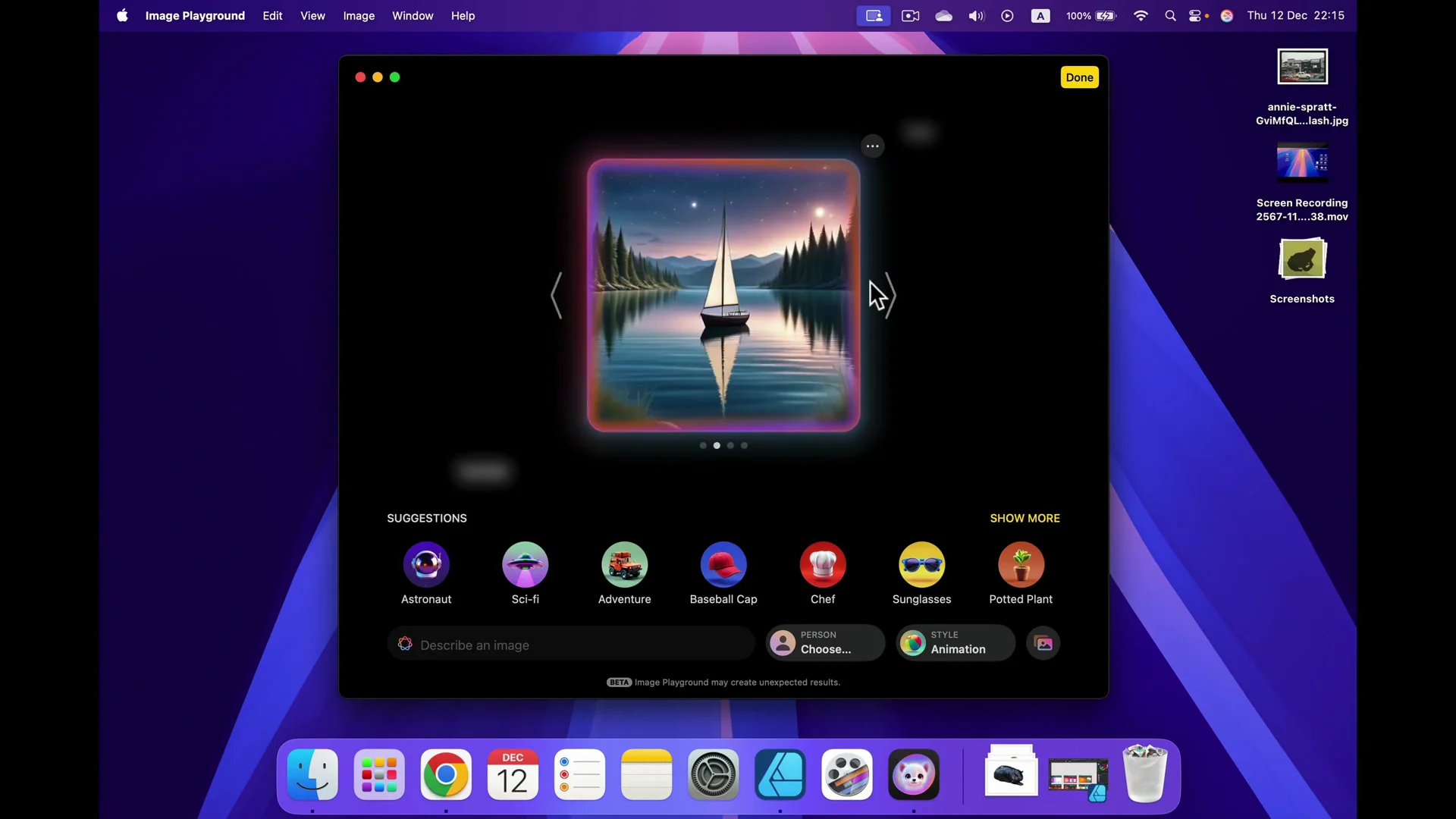 Apple Intelligence Image Playground: Quick Start on macOS 15.2 screenshot 9